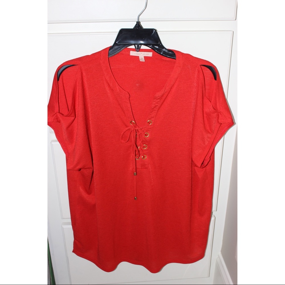 Bright Orange Lace-Front Top